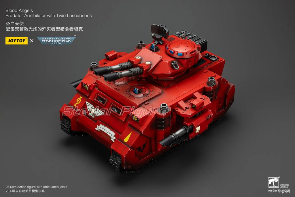 [PRE PEDIDO] JOYTOY Warhammer 40K 1/18 Blood Angels Predator Annihilator con figuras militares de Anime Twin Lascannons