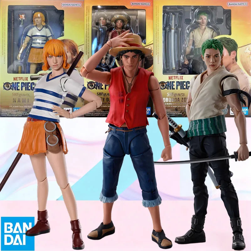Auf Lager BANDAI Originalverpackung S.H.Figuarts ONE Piece MONKEY D LUFFY RORONOA ZORO NAMI SHF Actionfigur Modell Spielzeug Geschenk für Kinder