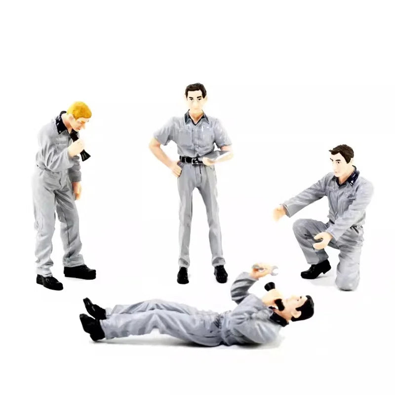 1/18 Maßstab 4 Stück Harz Mechaniker Modell Fahrzeug Reparatur Fabrik Reparatur Arbeiter Szene Zubehör Actionfigur Spielzeug Geschenk Sammlung
