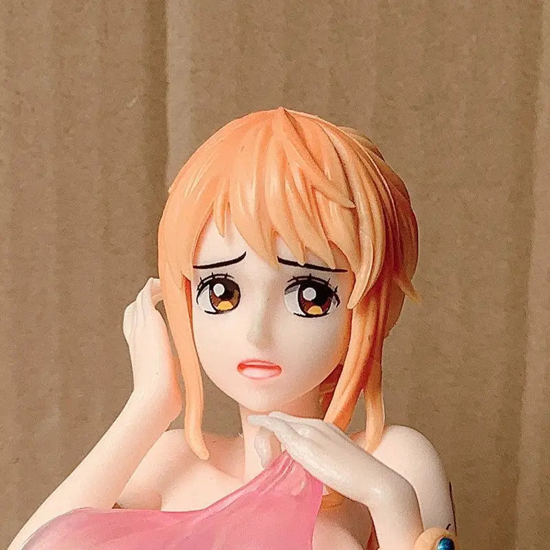 15cm One Piece Nami Bathrobe Double headed Beautiful Girl Anime Handmade Action Figures Desktop Case Decoration Ornament Gift