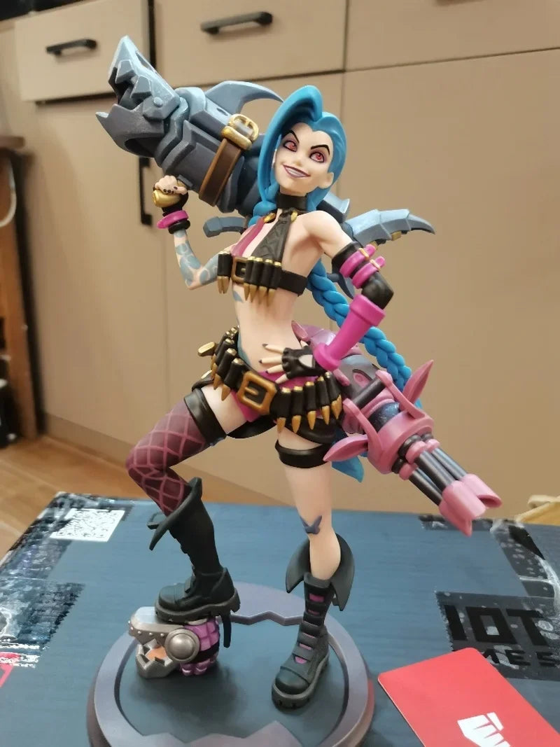Original League Of Legends Crazy Girl Jinx Sculptural Model Game Peripheral Vi Collection Model Decor Statue Gift