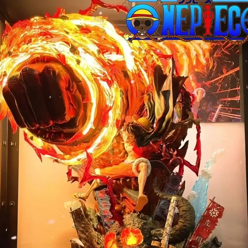 One Piece Gk Anime Figure Luffy With Led Toys Gear 3 Figurine Red Roc Pvc Statue Collectible Model Decoration Birthday Gift
