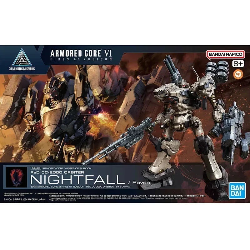 Bandai Genuine 30MM ARMORED CORE VI NIGHTFALL STEEL HAZE BD-011 MELANDER Liger Tail CC-2000 ORBITER Anime Figure Assembly Model