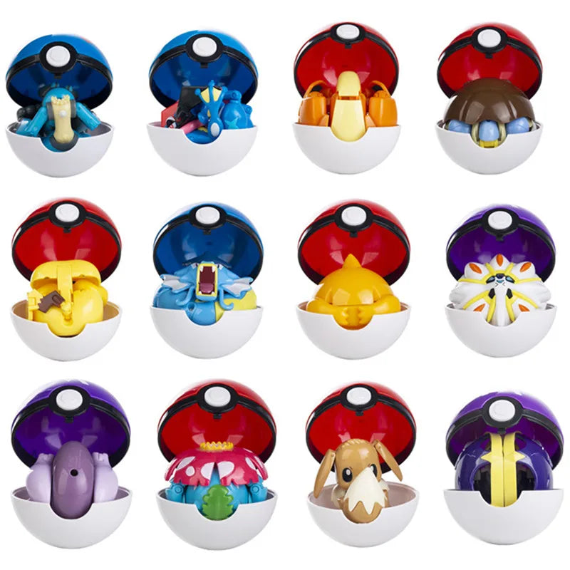 18 Styles Pokemon Anime Deformation Figures Pikachu Eevee Mewtwo Greninja  Pokeball Figure Pet Action Model Toys Childrens Gifts
