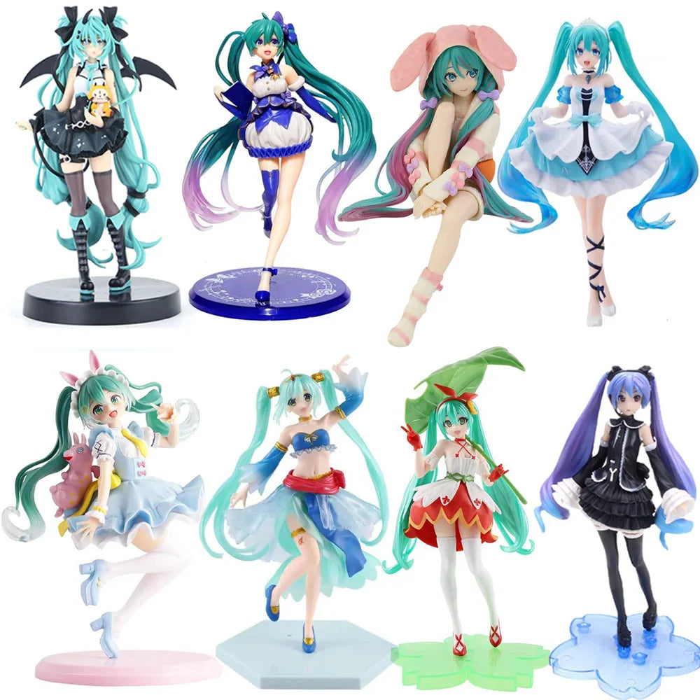 Heiß Neu 15 Stile Hatsune Miku Anime Figur Spielzeug MIKU Kawaii Cartoon PVC Actionfigur Modell Puppen Geburtstagsgeschenke