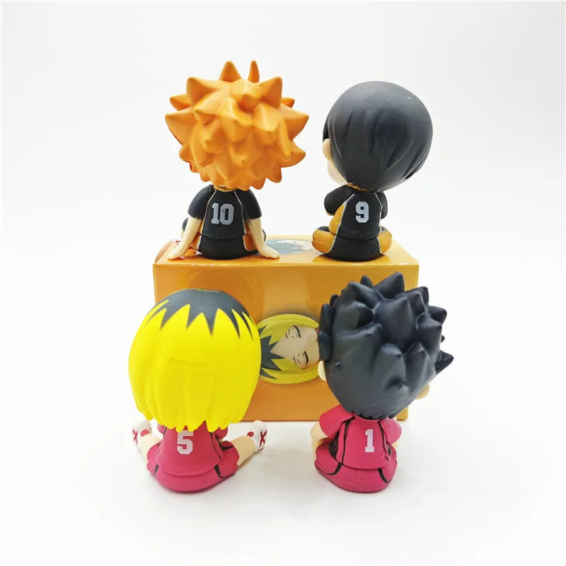 4pcs Anime Haikyuu Figures Bokuto Kotaro Akaashi Keiji Oikawa Tooru Iwaizumi Hajime Action Figures Q Version PVC Model Toys 5cm