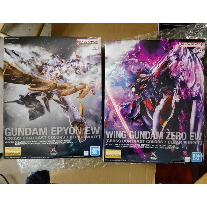 Bandai MG 1/100 Gundam Epyon EW Action Figure Wing Gundam Zero EW Cross Contrast Colors Plastic Model Kit Collection Gunpla Gift