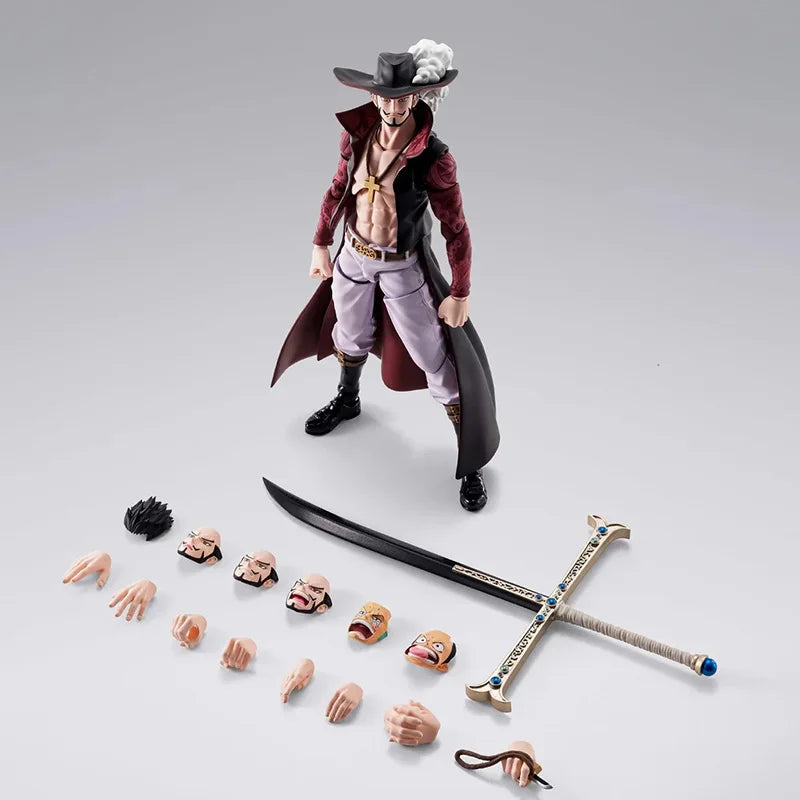 New 100% Bandai S.H.Figuarts One Piece Dracule Mihawk Hawk Eye Articulated Anime Collectible 16.5cm Pvc Action Figure Ornament