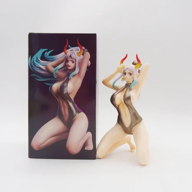17cm One Piece Yamato Kneeling Position Anime Girl Figure Model Gk Statue Boys Collection Desktop Decoration Ornament Toys Gifts