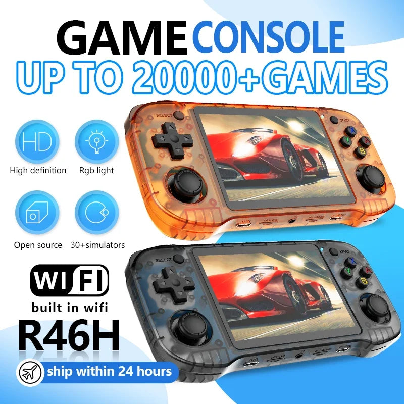 R46H Pink Retro Handheld Console Arkos System Open-Source 20000+ Classic Game 4.2 inch 1024*768 IPS Portable Player Consola NEW