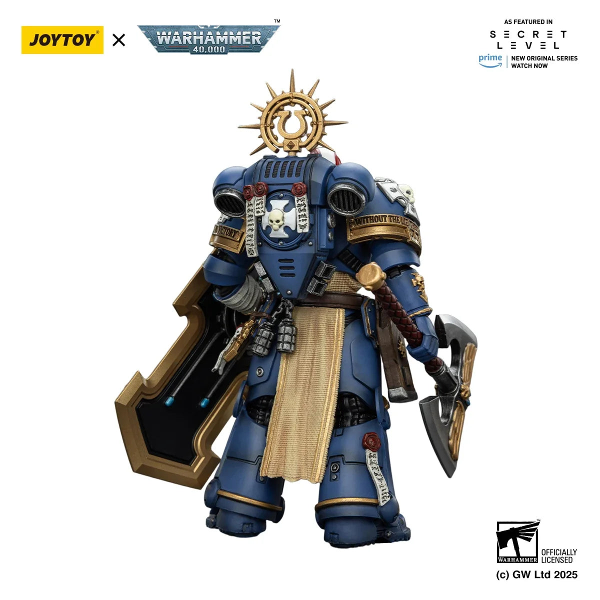 JOYTOY Warhammer 40k 1/18 Action Figures Ultramarines Metaurus with Power Axe, Stormshield and Plasma Pistol
