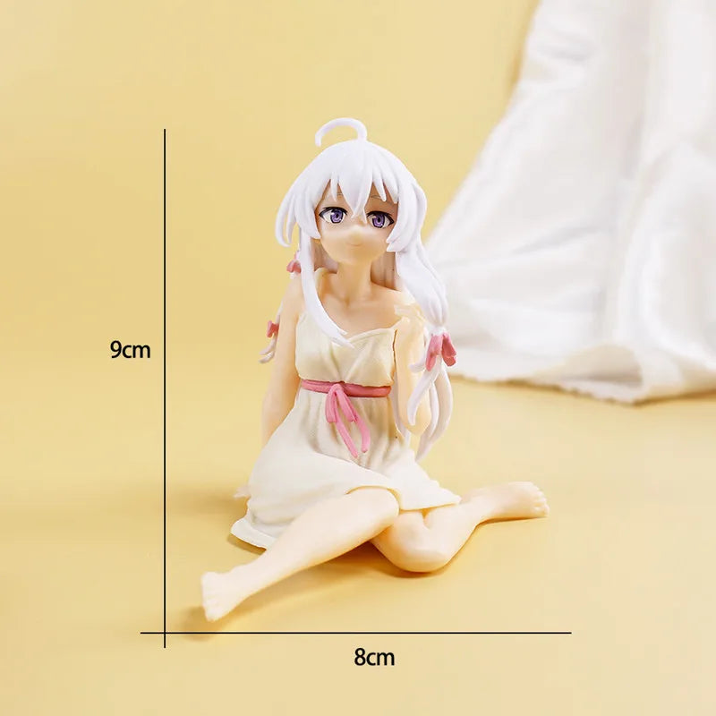 9cm Anime Wandering Witch: The Journey of Elaina Figure Elaina Pajama Sitting Posture Action Figure PVC Model Toys Collection