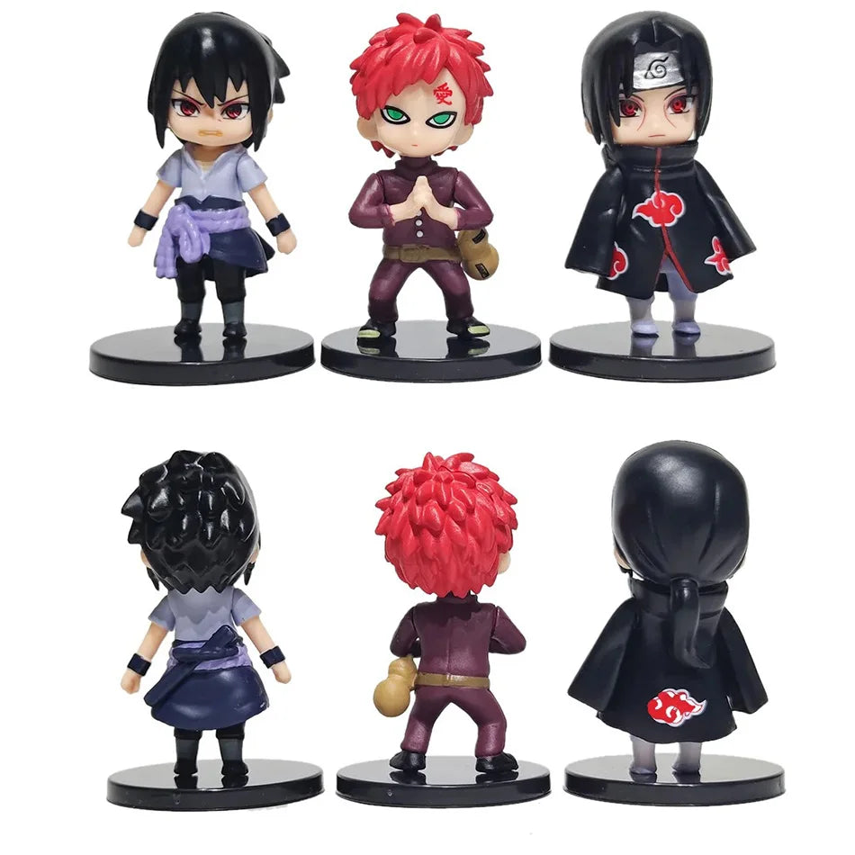 12pcs/set Naruto Shippuden Anime Figures - Hinata Sasuke Itachi Kakashi Gaara Q Version PVC Toys Dolls for Kids Christmas Gifts