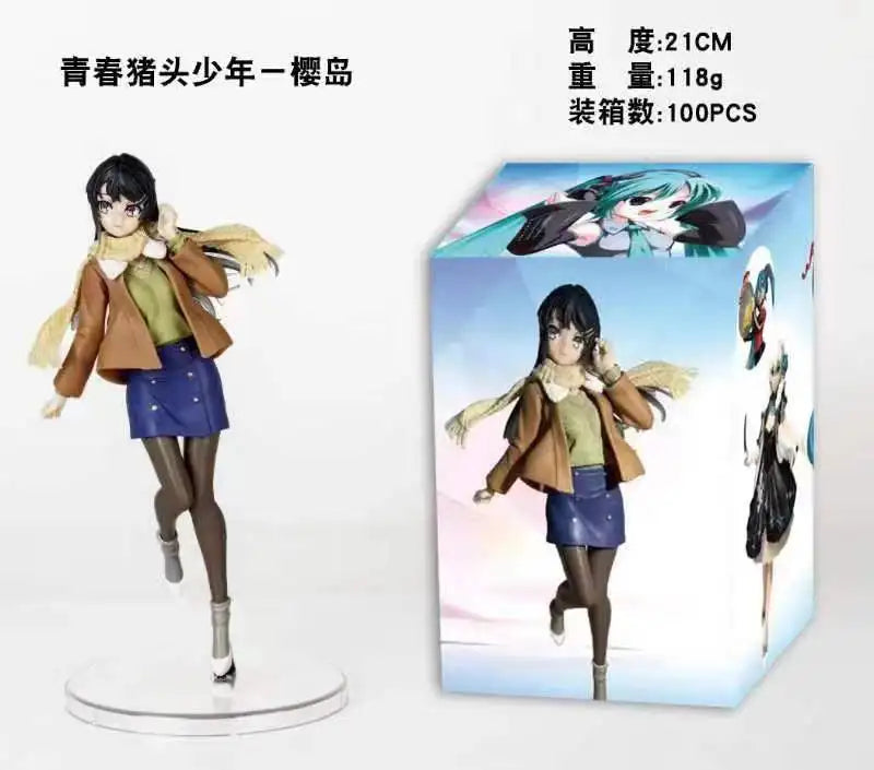 18CM Anime Rascal Does Not Dream of Bunny Girl Senpai Figure Sakurajima Mai Stand Animation Model Toy Gift Collection Decoration