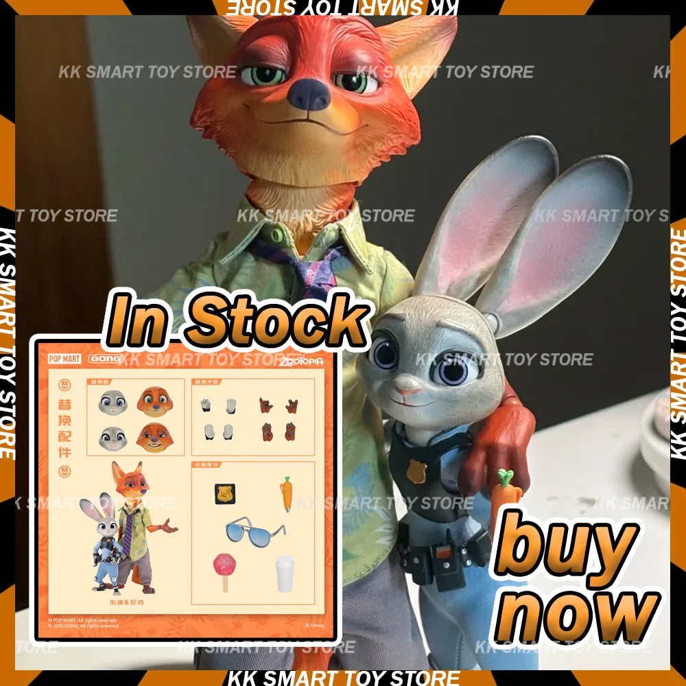 In Stock GONG 2025 Zootopia Nick Movable Cloth Figure Genuine Anime Peripheral Judy Action Figure Set Collectible Ornament Toys