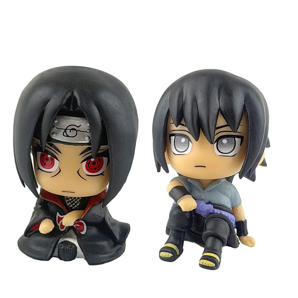 9cm Naruto Anime Figure Naruto Kakashi Action Figure Q Version Kawaii Sasuke Itachi Figurine Car Decoration Collection Model Toy