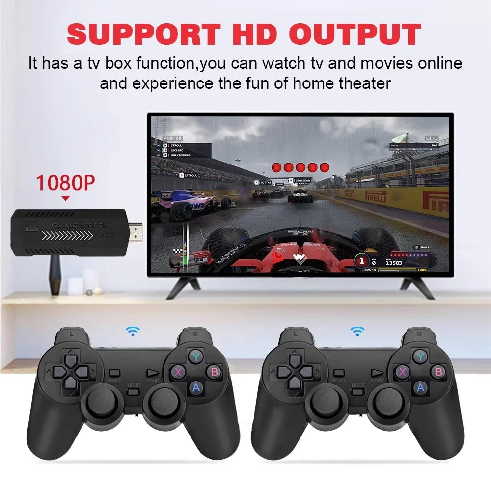 58,000 Games GD10 Plus Game Stick 4K HD Video Game Console 2.4G Double Wireless Controller Game Stick For N64/PSP/PS1/GBA