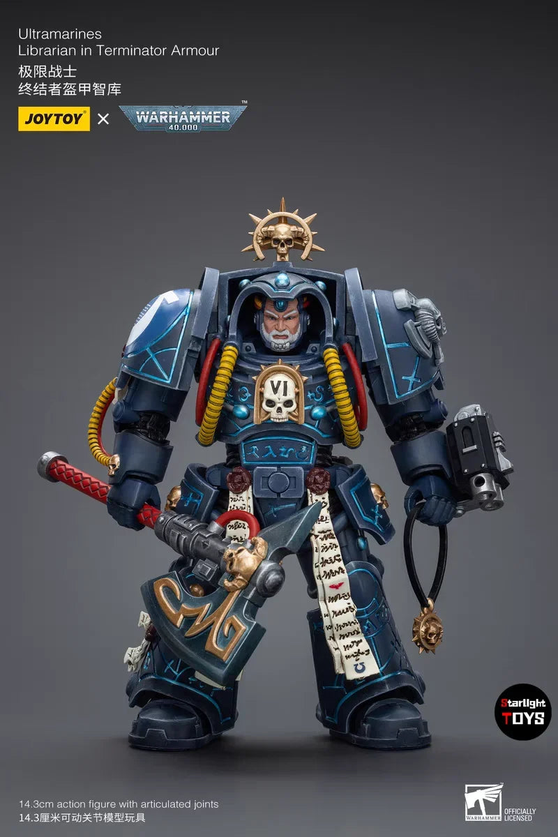 JOYTOY 1/18 Action Figure Warhammer 40K Ultramarines Librarian in Terminator Armour Toys Model Gifts Collection Ornaments