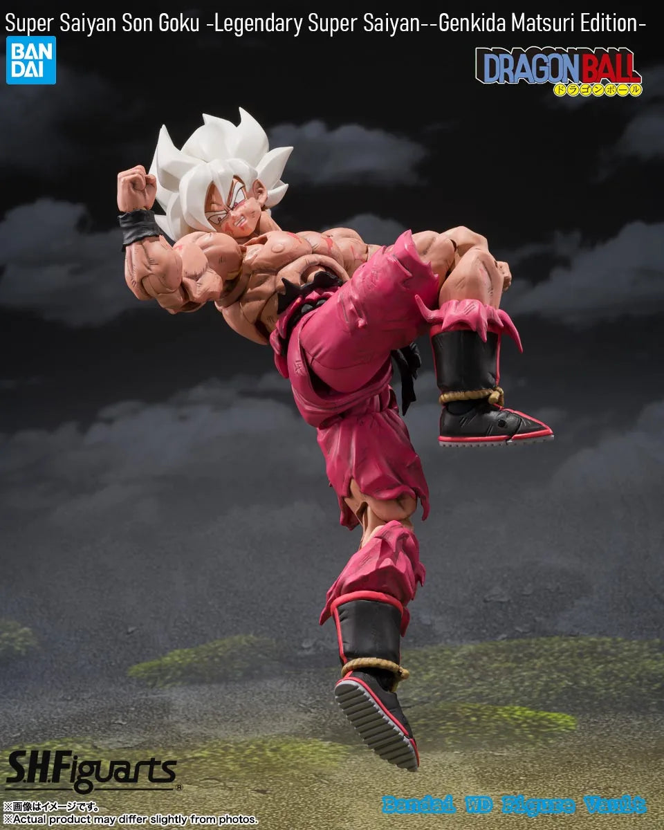 In stock Bandai S.H.Figuarts Dragon Ball Z Super Saiyan Son Goku Legendary Super Saiyan Genkida Matsuri Edition Figures Toy Gift
