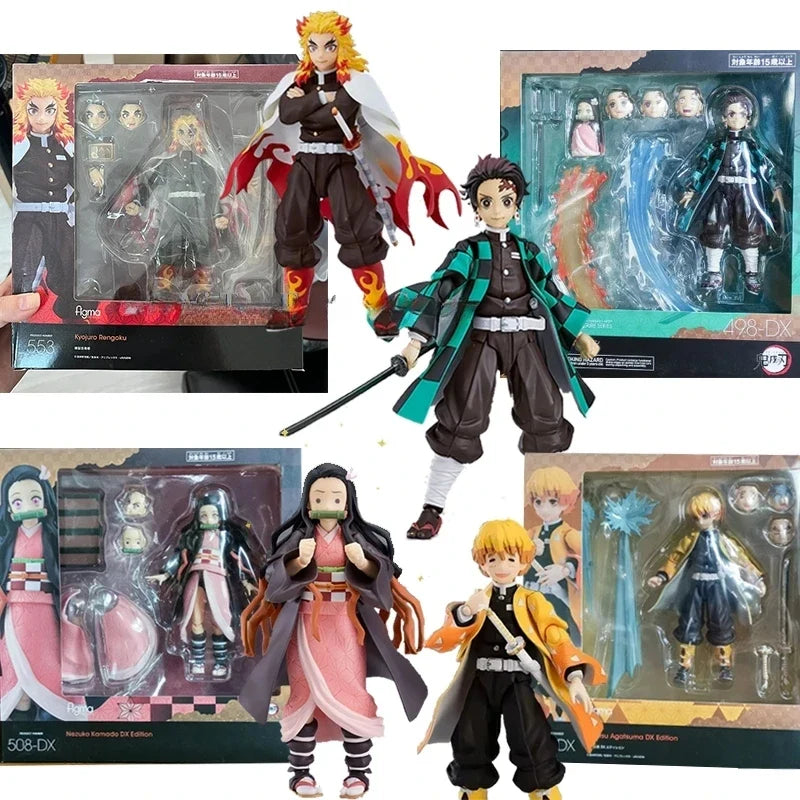 Demon Slayer Figures: Kyojuro Rengoku 553, Tanjiro Kamado 498, Nezuko Kamado 508, Zenitsu Agatsuma 522 — Anime Models, Desktop