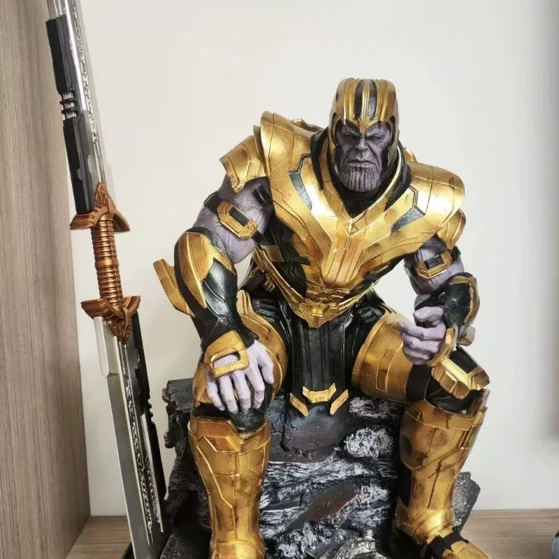 1/4 The Avengers Figure Thanos Sitting Posture Magnetic Suction Anime Model Resin Desktop Ornament Decorations Children Toys