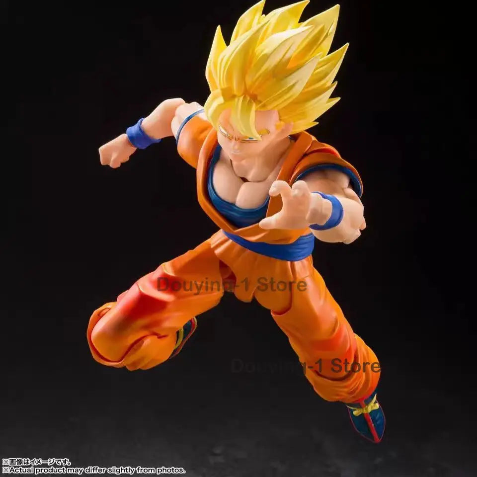 In Stock Bandai Original SHF Super Saiyan 3.0 Son Goku Prelude To The Decisive Battle Anime Action Figures Model Toy PVC Gift