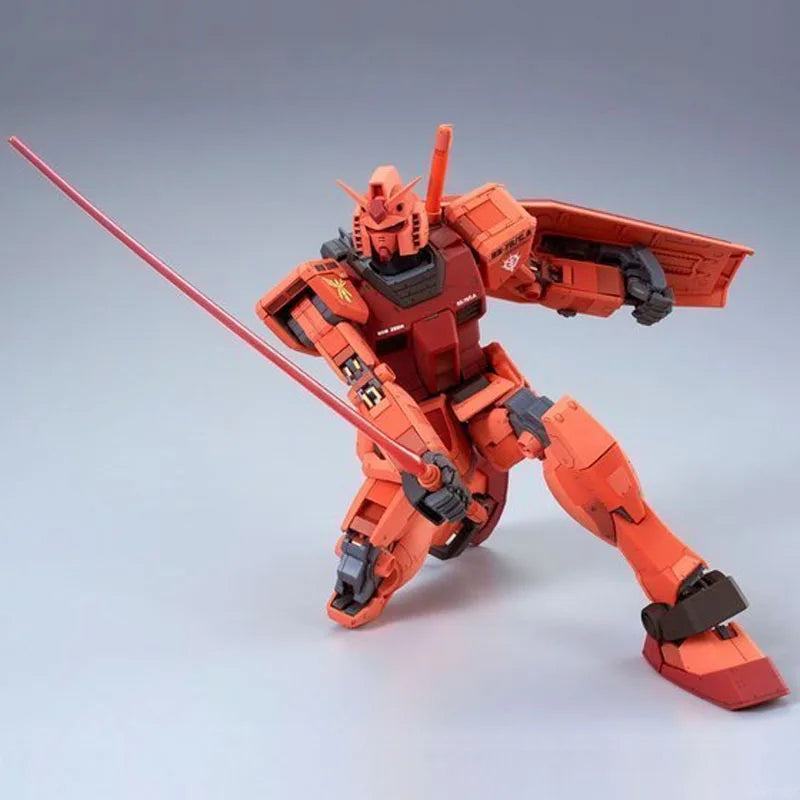Bandai Original MG RX - 78 Char Aznable's Custom Gundam 1/100 Anime Action Figure Assembly Model Toys Gifts For Children GUNDAM