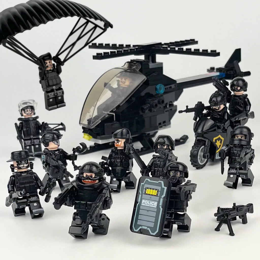 Shield ghost swat humanoid dolls, building blocks, digital action figures assembled toys reptile children's educational toys