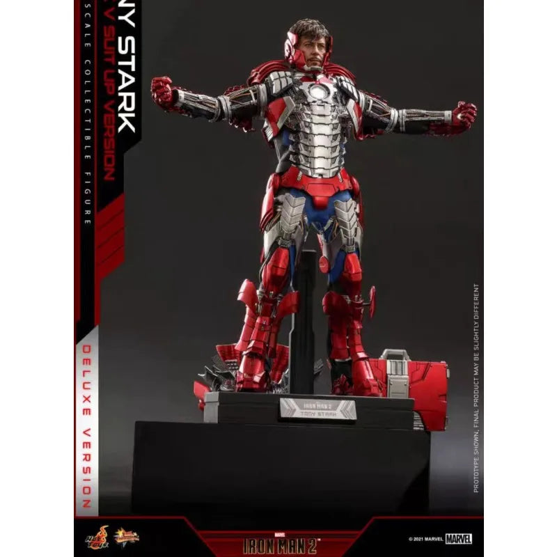Original Hot Toys MARVEL Iron Man TONY STARK MARK V SUIT UP VERSION Anime-Figuren Spielzeug Modelle Sammlung