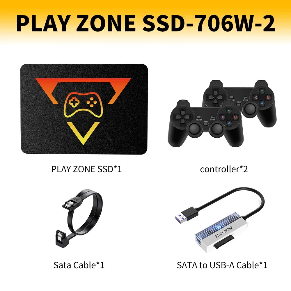 PlayZone 1TB  Gaming SSD Game Console 80+Emulator for PS5/PS4/Switch/XBOX/PS3/PS2 with 16191 AAA&3D&Retro Game for Win PC/Laptop