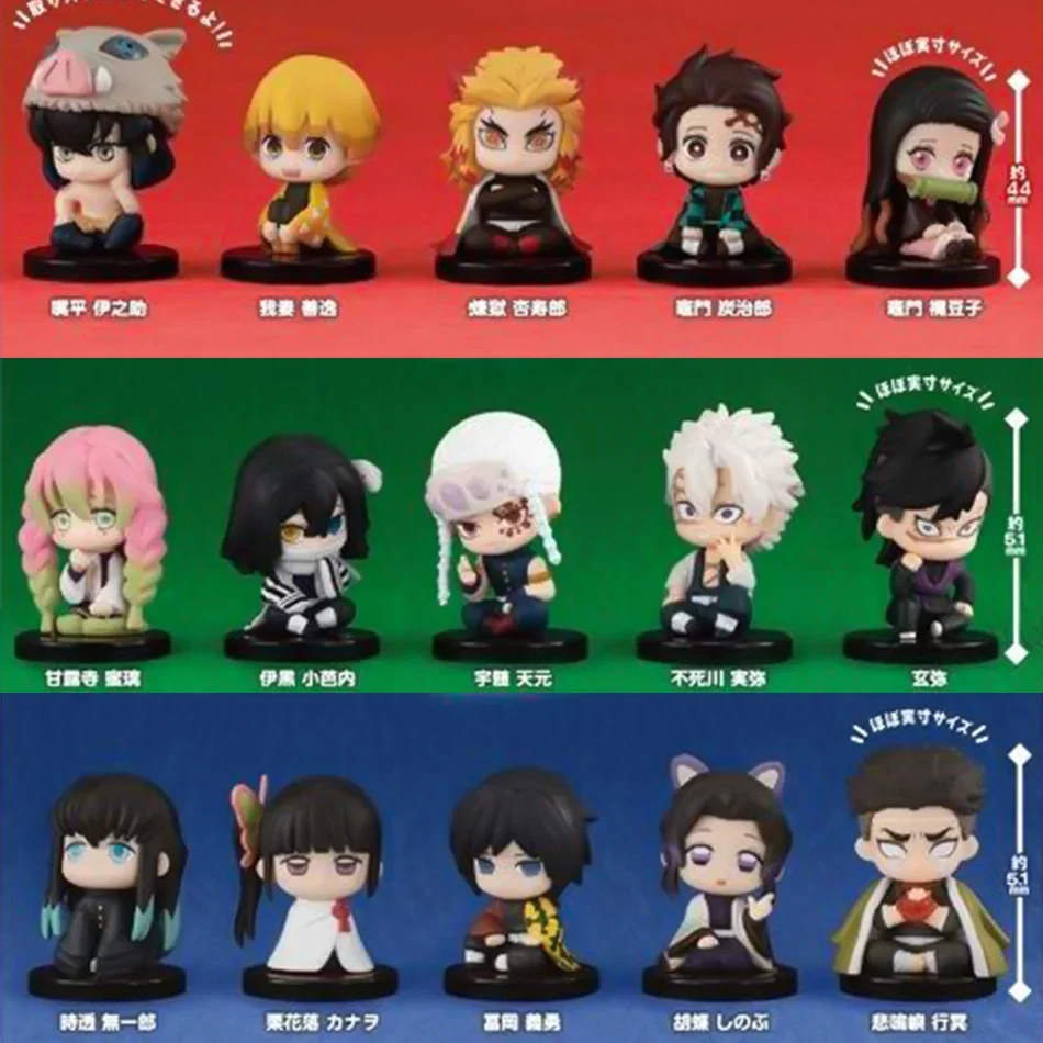 Demon Slayer Figure Toy Anime Kimetsu No Yaiba Q Version Sitting Tanjiro Nidouzi Inosuke Zenizu PVC Figurine Model Doll Gifts