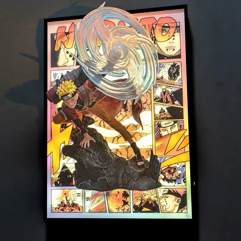 3D Uzumaki Naruto Figure LED Painting Poster Desktop Ambient Light For Children's Room Hanging Painting Decorative Picture