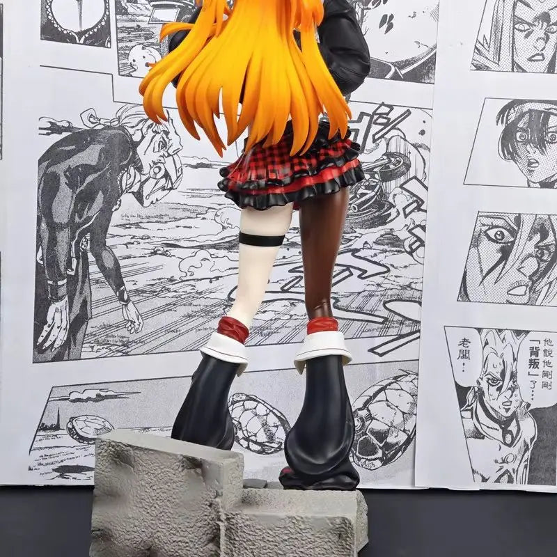 Eva Anime Rock Band Asuka Action Figure 33cm Rock Style Beautiful Girl Model Statue Desk Decor Collectible Toy For Fans Gift
