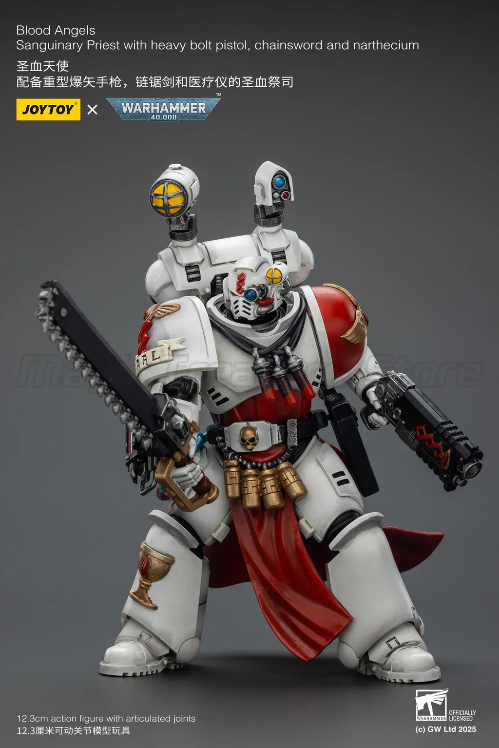 【MT】JOYTOY Warhammer 40K 1/18 Figure Blood Angels Sanguinary Priest with Heavy Bolt Pistol Chainsword and Nartheci