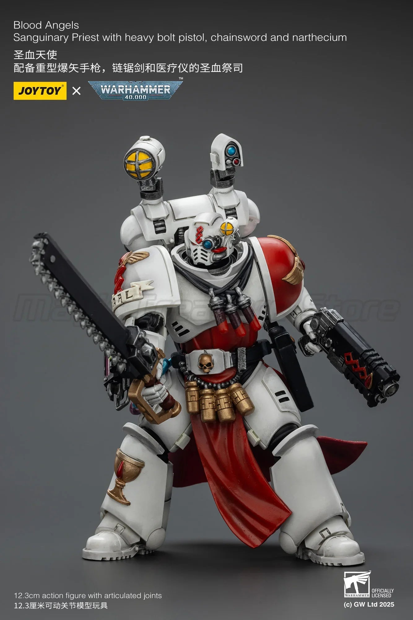 【MT】JOYTOY Warhammer 40K 1/18 Figure Blood Angels Sanguinary Priest with Heavy Bolt Pistol Chainsword and Nartheci