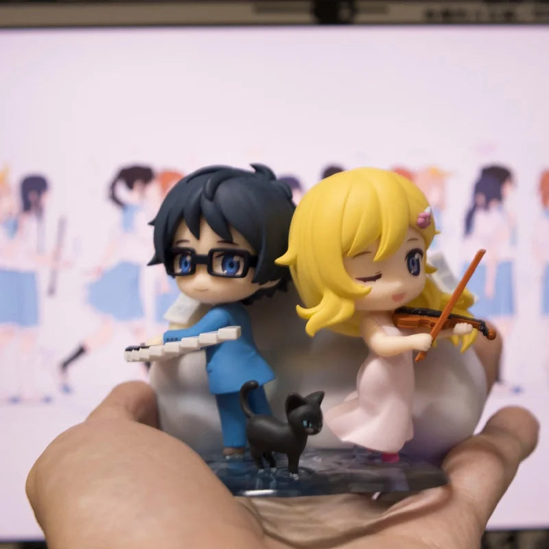 In Stock Genuine《Your Lie In April》Qset Arima Kousei Miyazono Kaori Q-Version Model Figures Toys Collectible Ornaments Gifts