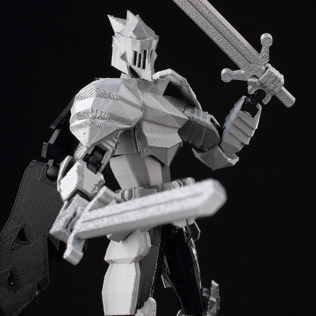9L3D Lucky13 Silver Knight Robot Action Figure Dummy13 with Giant Sword T13 Multi-Jointed 3D Printed Collectible Toy Titan13