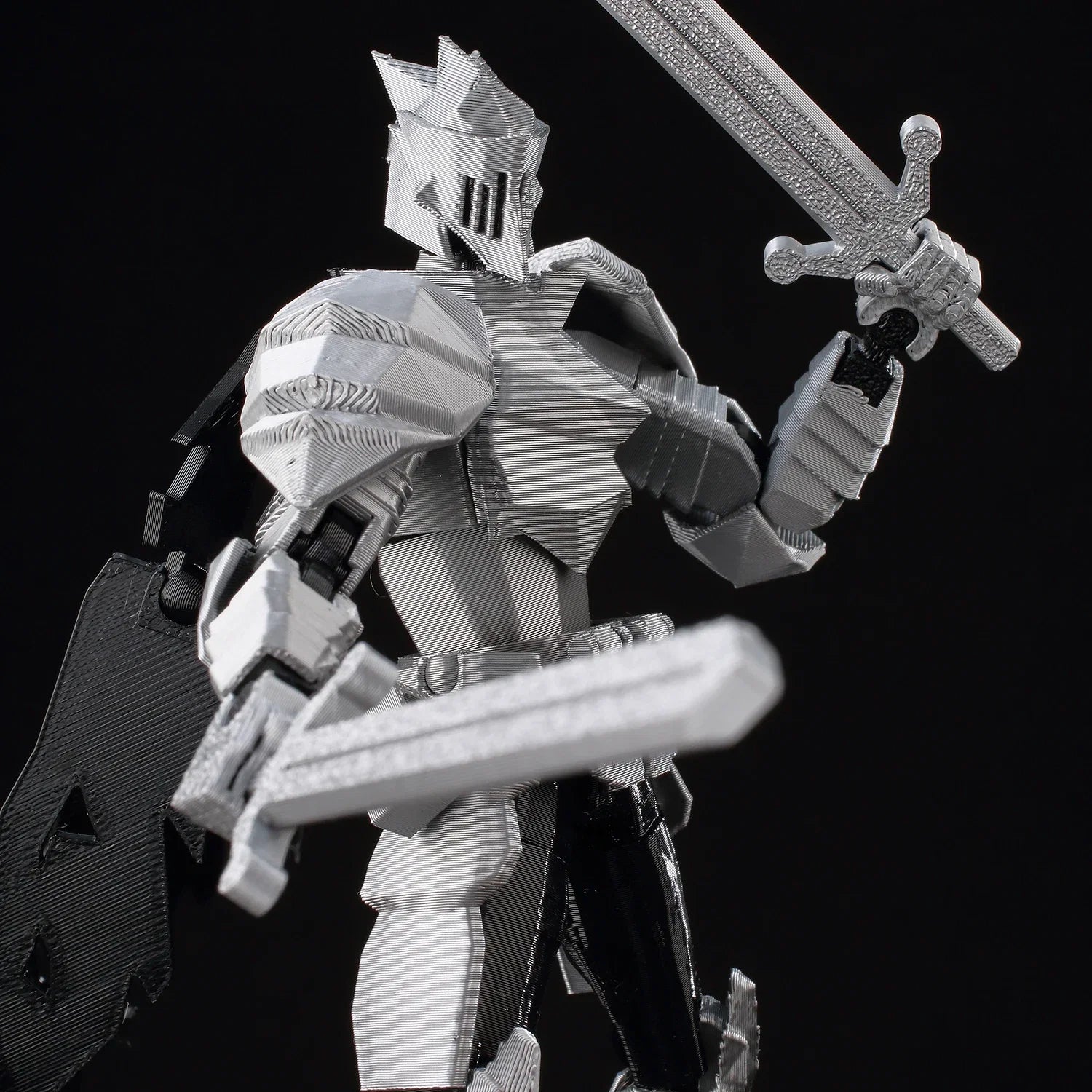 9L3D Lucky13 Silver Knight Robot Action Figure Dummy13 with Giant Sword T13 Multi-Jointed 3D Printed Collectible Toy Titan13