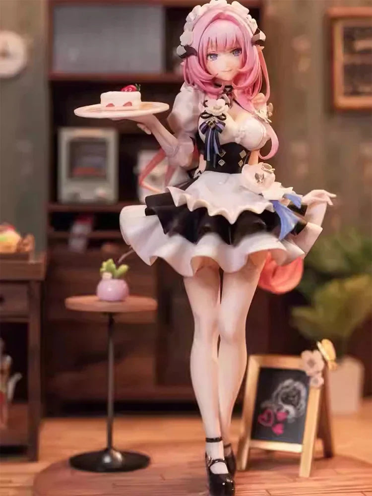 Honkai Impact 3rd Elysia Pink Sweetheart Maid Figur mit Desserttablett Anime GK Modell Sammlerstück Geburtstagsgeschenk für Gaming-Fans