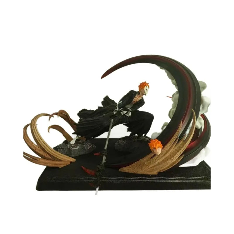 Bleach Protagonist Kurosaki Ichigo Getsuga Tenshō Dual-Head Sculpture  Figure Toys Collect Desktop Decorate Anime Birthday Gifts