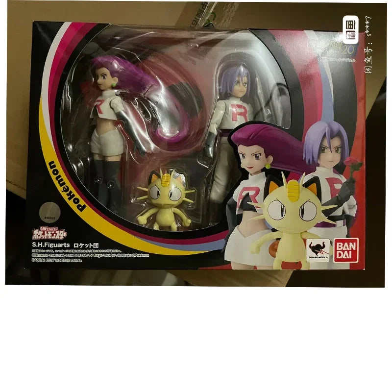 100% Bandai SHF POKÉMON SERIES ASH TEAM ROCKET Anime Action Figure Assembly Model Toys Collectible Gift In Stock