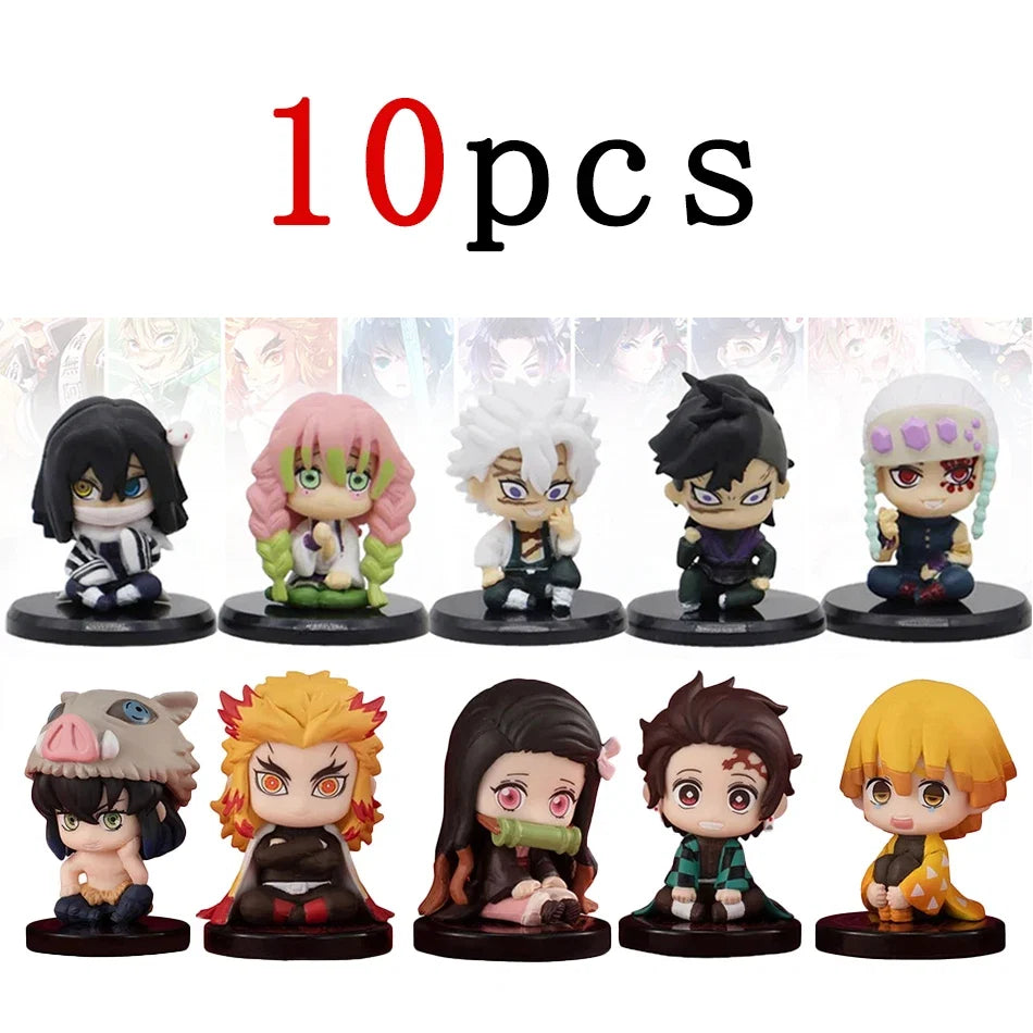 5 Style/Set Q Version Demon Slayer Sitting Ghost Doll Tanjiro Nidouzi Inosuke Zenizu Figure Action Figure Movie Model Toys Doll