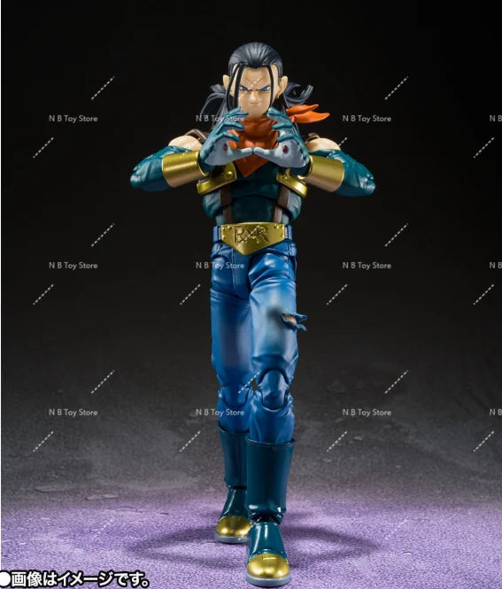 Original Bandai S.H.Figuarts Dragon Ball GT Super Android 17 Collection of Authentic PVC Models, Action Statuette