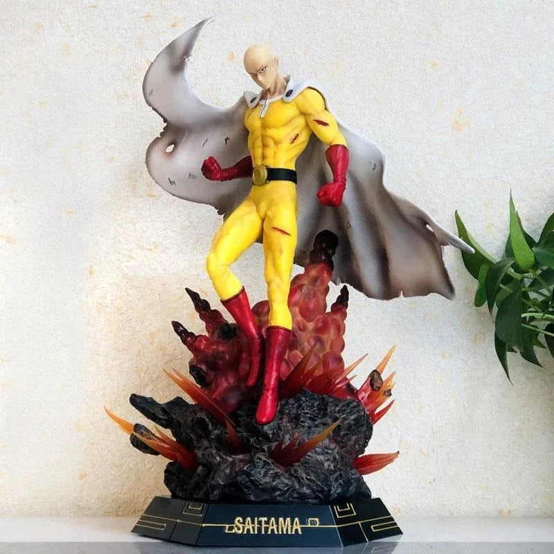 42cm Anime One Punch Man Saitama Caped Baldy Statue model. Pvc GK handmade model Toys Collectible Decoration Desktop Gifts