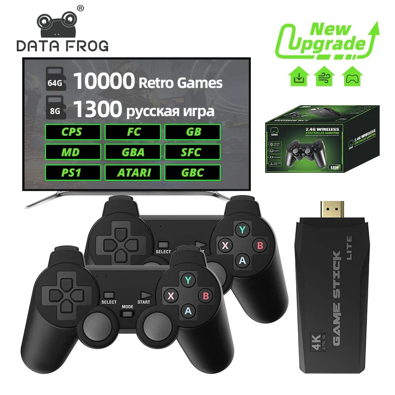 DATA FROG Retro Video Game Console 2.4G Wireless Console Game Stick 4k 20000 Games Portable Video Game Dendy Game Console for tv