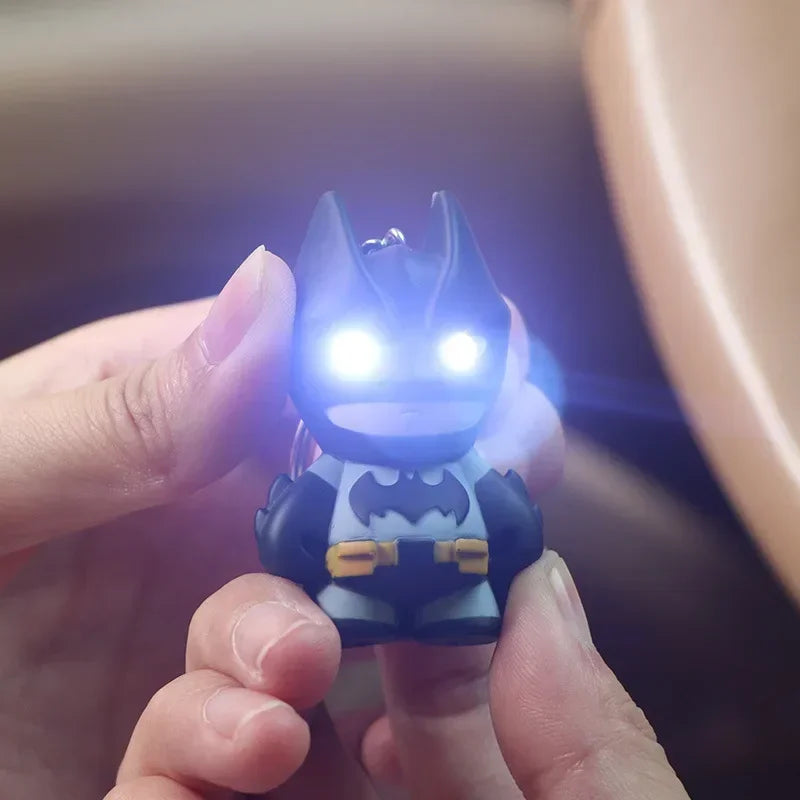 6cm The Dark Knight Rises Figures Eyes Glow Batman Keychain Periphery Q Version Ornaments Collection Desktop Display Gift Toy