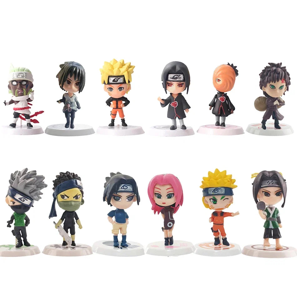6pcs/12pcs/set Anime Figure Naruto Shippuden Hinata Sasuke Itachi Kakashi Gaara Action Figure Q Version PVC Figures Toys Gift
