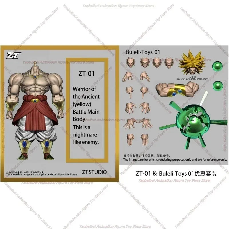 【ZT 01 in Stock】ZT Studio Ancient Warrior Broly Green Yellow Long Hair 1/12 Action Figure Anime Character Figure Collection
