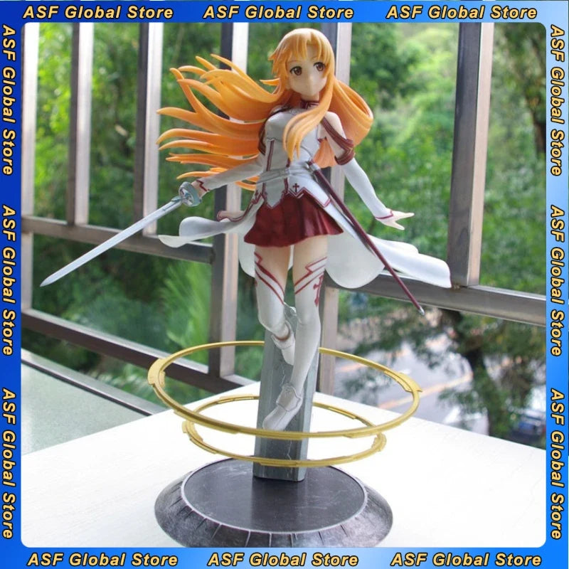 22cm Sword Art Online Anime Figure Yuuki Asuna Perimeter Model Scene Statue Desktop Decoration Ornaments Kids Christmas Gift Toy