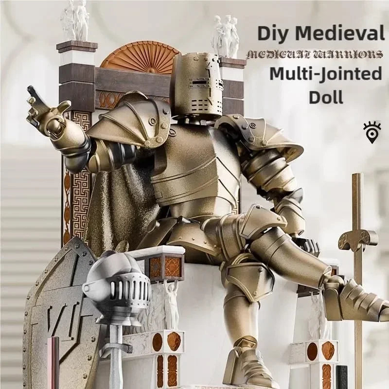 Knight Armor Action Figure - DIY Multi-Jointed Movable Robot with Medieval Armor Poseable Collectible Toy for Kids & Adults